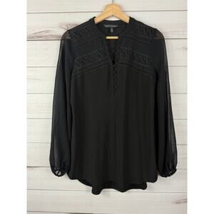 White House Black Market Black Long‎ Sleeve Blouse Buttons XS Women's
